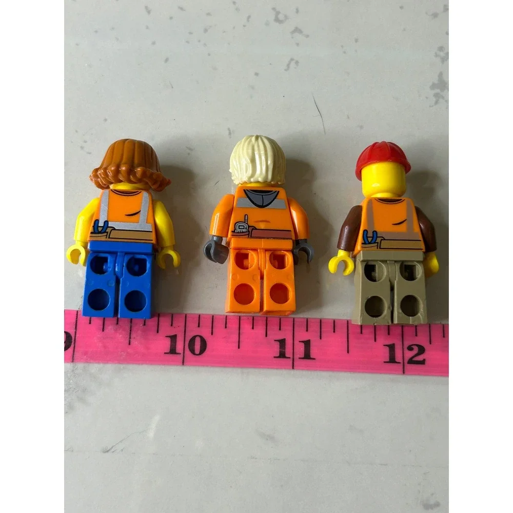 Lego City Construction Worker Minifigure Lot 3‎ Figures Orange Vests Hard Hat